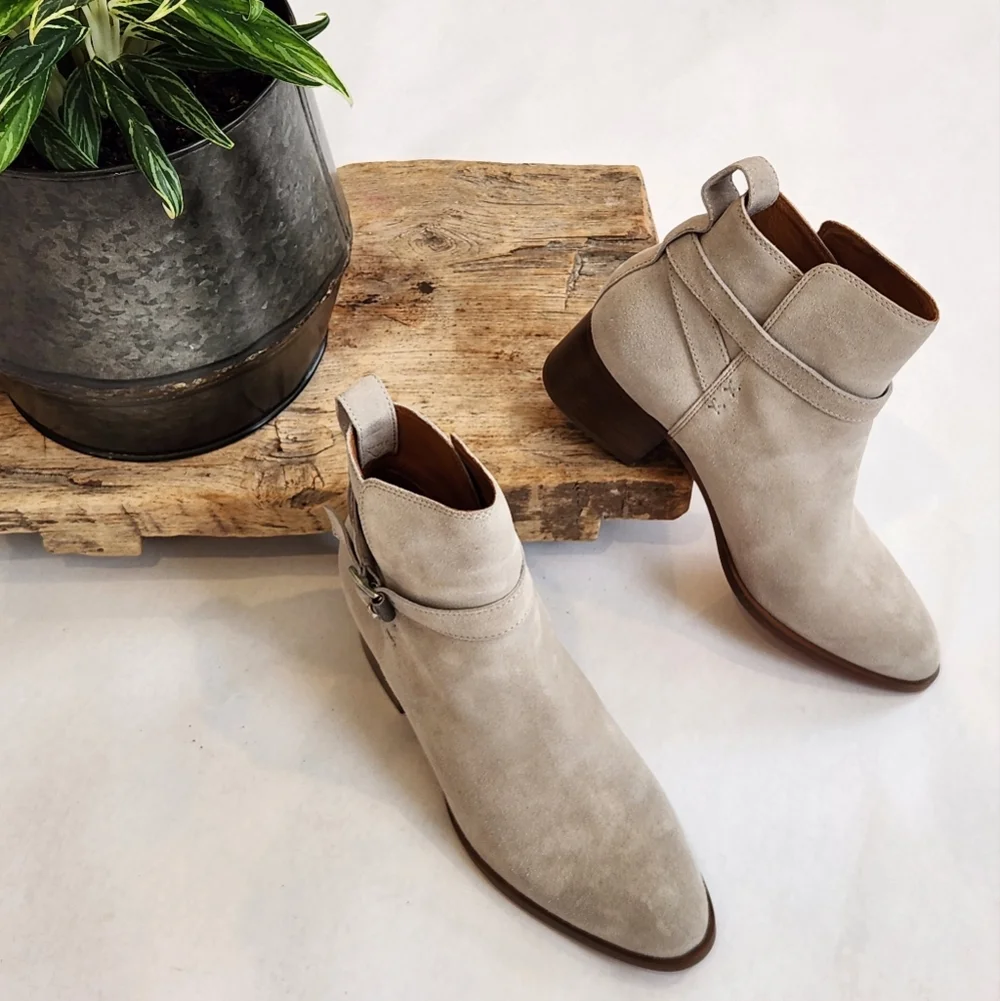 || RAG & BONE || Walker Buckle boot, ice gray  suede, heels, size 38